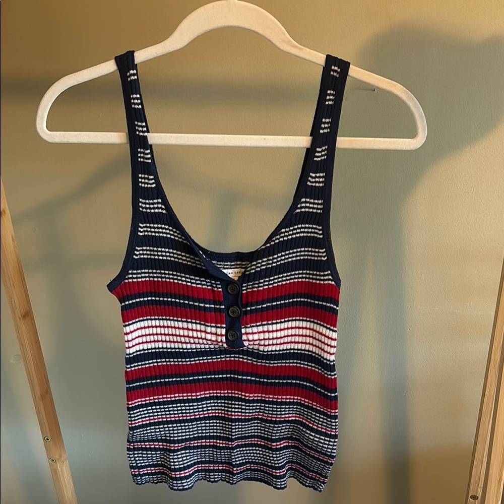 Striped Navy and Red Women's Tank Top